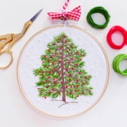 Christmas Tree Mini Hoop Hand Embroidery Kit