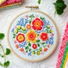 Colorful Flowers Mini Hoop Hand Embroidery Kit 1 Colorful Flowers Mini Hoop Hand Embroidery Kit -Olympus Handmade Store tamar hand embroidery kit colorful flowers 01