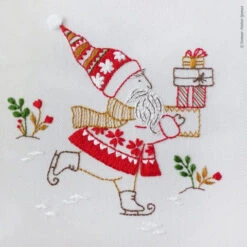 Dashing Santa Hand Embroidery Kit -Olympus Handmade Store tamar hand embroidery kit dashing santa 03