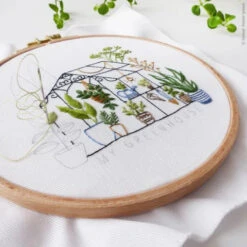 Greenhouse Hand Embroidery Kit -Olympus Handmade Store tamar hand embroidery kit greenhouse 01