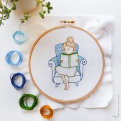 Reading Time Hand Embroidery Kit -Olympus Handmade Store tamar hand embroidery kit reading time 03