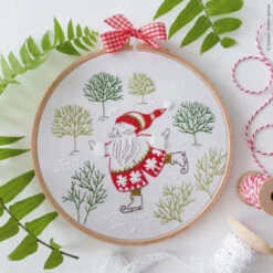 Skating Santa Hand Embroidery Kit