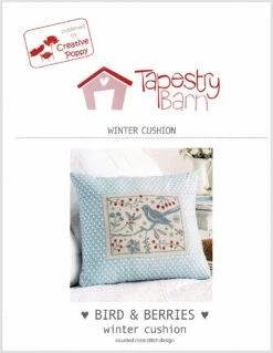 Birds And Berries Cross Stitch Pattern -Olympus Handmade Store tapestry barn cross stitch pattern birds and berries winter cushion 01