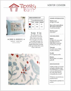 Birds And Berries Cross Stitch Pattern -Olympus Handmade Store tapestry barn cross stitch pattern birds and berries winter cushion 02