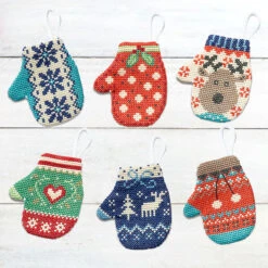 Festive Mitten Ornaments Cross Stitch Pattern
