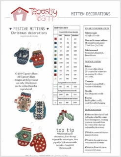 Festive Mitten Ornaments Cross Stitch Pattern -Olympus Handmade Store tapestry barn cross stitch pattern festive mittens 03