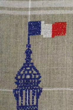 Eiffel Tower Tea Towel Cross Stitch Kit -Olympus Handmade Store tea towel kit natural and white eiffel tower 1