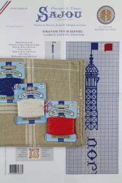 Eiffel Tower Tea Towel Cross Stitch Kit -Olympus Handmade Store tea towel kit natural and white eiffel tower 2