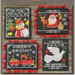 Chalkboard Christmas Greetings Cross Stitch Pattern