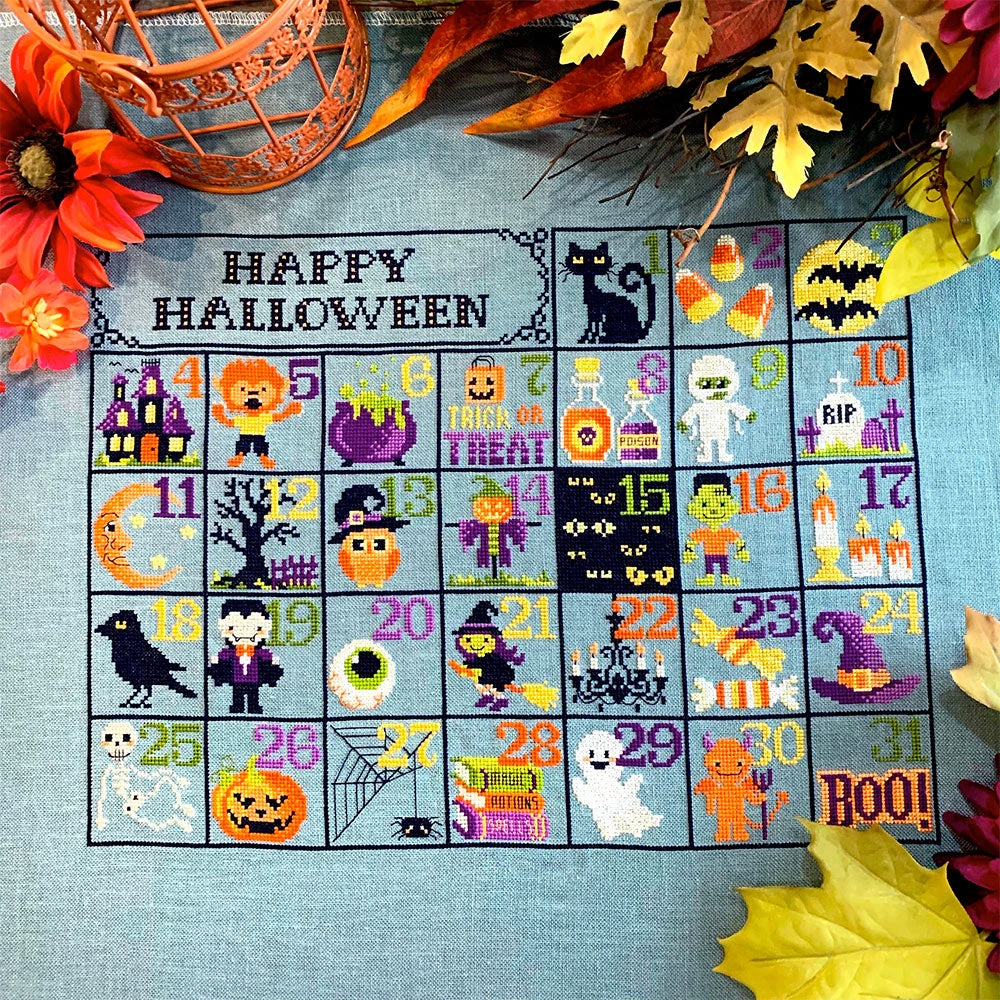 Halloween Calendar Cross Stitch Pattern 3 Halloween Calendar Cross Stitch Pattern