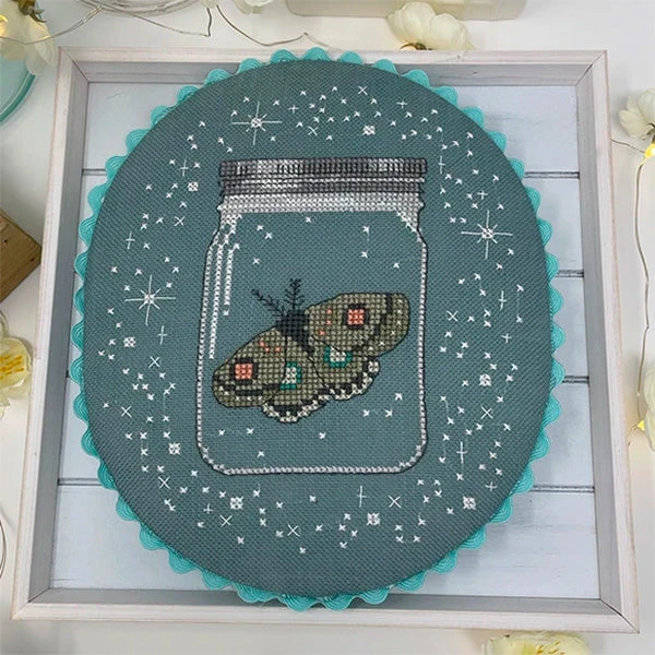 Mason Jar Moth Cross Stitch Pattern 3 Mason Jar Moth Cross Stitch Pattern