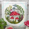 Mushroom Forest Cross Stitch Pattern -Olympus Handmade Store tiny modernist cross stitch pattern mushroom forest 01