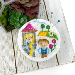 Fairy Tale Pincushion Cross Stitch Pattern - Rapunzel 7 Fairy Tale Pincushion Cross Stitch Pattern - Rapunzel -Olympus Handmade Store tiny modernist cross stitch pattern rapunzel pin cushion 03