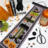Spooky Halloween Banner Cross Stitch Pattern -Olympus Handmade Store tiny modernist cross stitch pattern spooky halloween bell pull 01