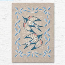 Two Swallows Hand Embroidery Kit - Stone Gray