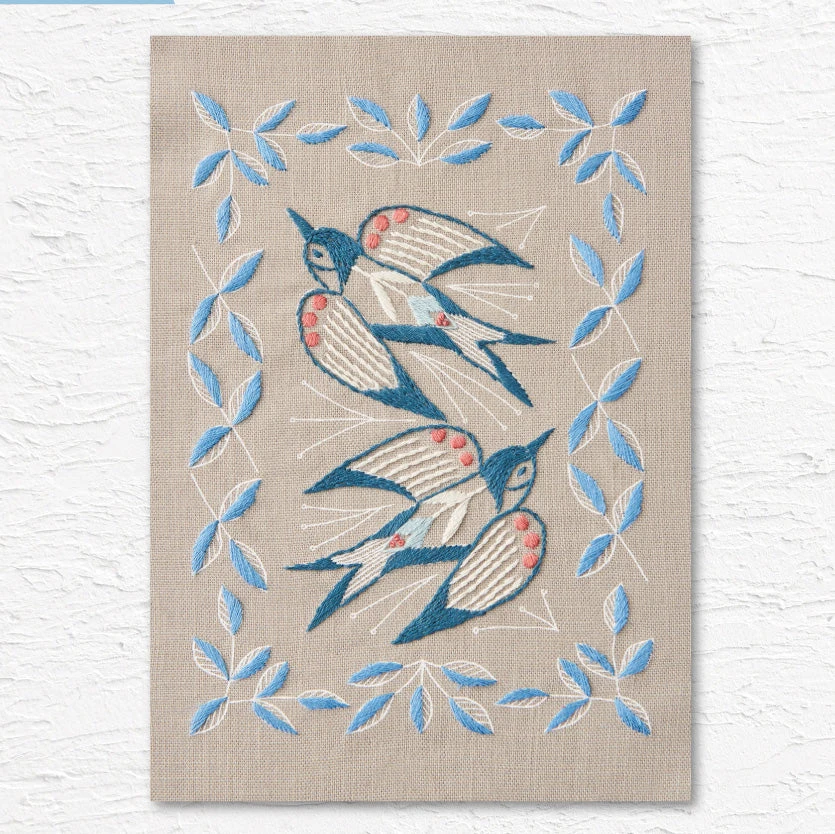 Two Swallows Hand Embroidery Kit - Stone Gray 3 Two Swallows Hand Embroidery Kit - Stone Gray