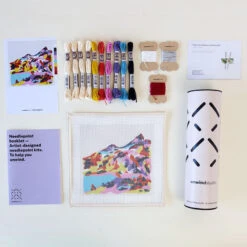 Needlepoint Kit - "Ain't No Mountain High Enough" -Olympus Handmade Store unwind studio needlepoint kit aint no mountain 04