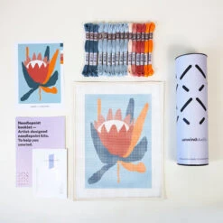 Beginner Needlepoint Kit - King Protea -Olympus Handmade Store unwind studio needlepoint kit king protea 05