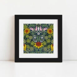 William Morris Cross Stitch Kit - Sunflowers -Olympus Handmade Store william morris sunflowers 02