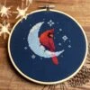 Ice Moon Cardinal Cross Stitch Pattern -Olympus Handmade Store winter christmas yule cardinal snow ice pretty cross stitch pattern stitched example
